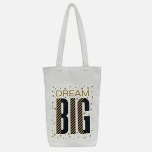 New Dream Big Tote Bag - White black and Gold